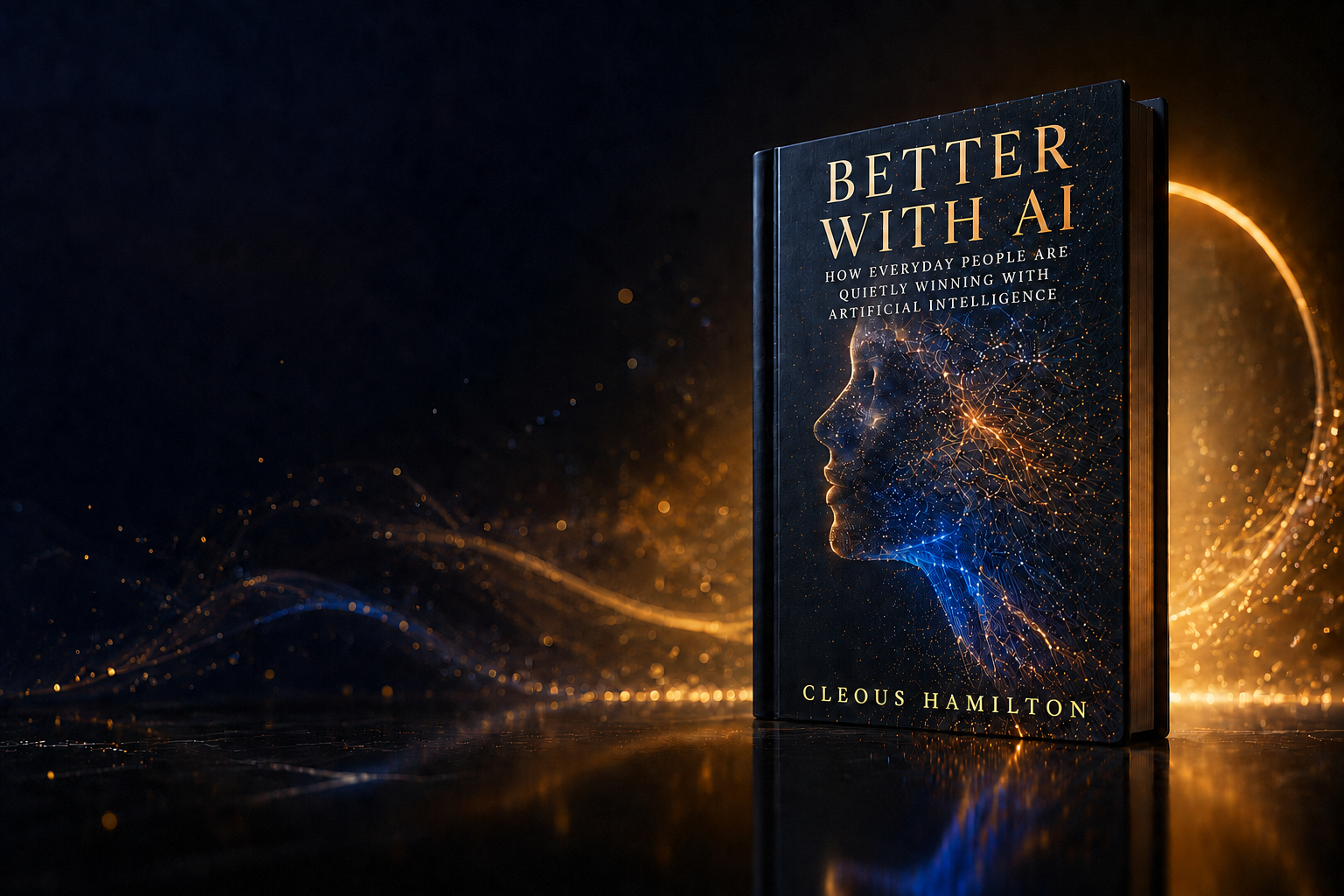 Better With AI by Cleous Hamilton, with a luminous human profile on the book cover